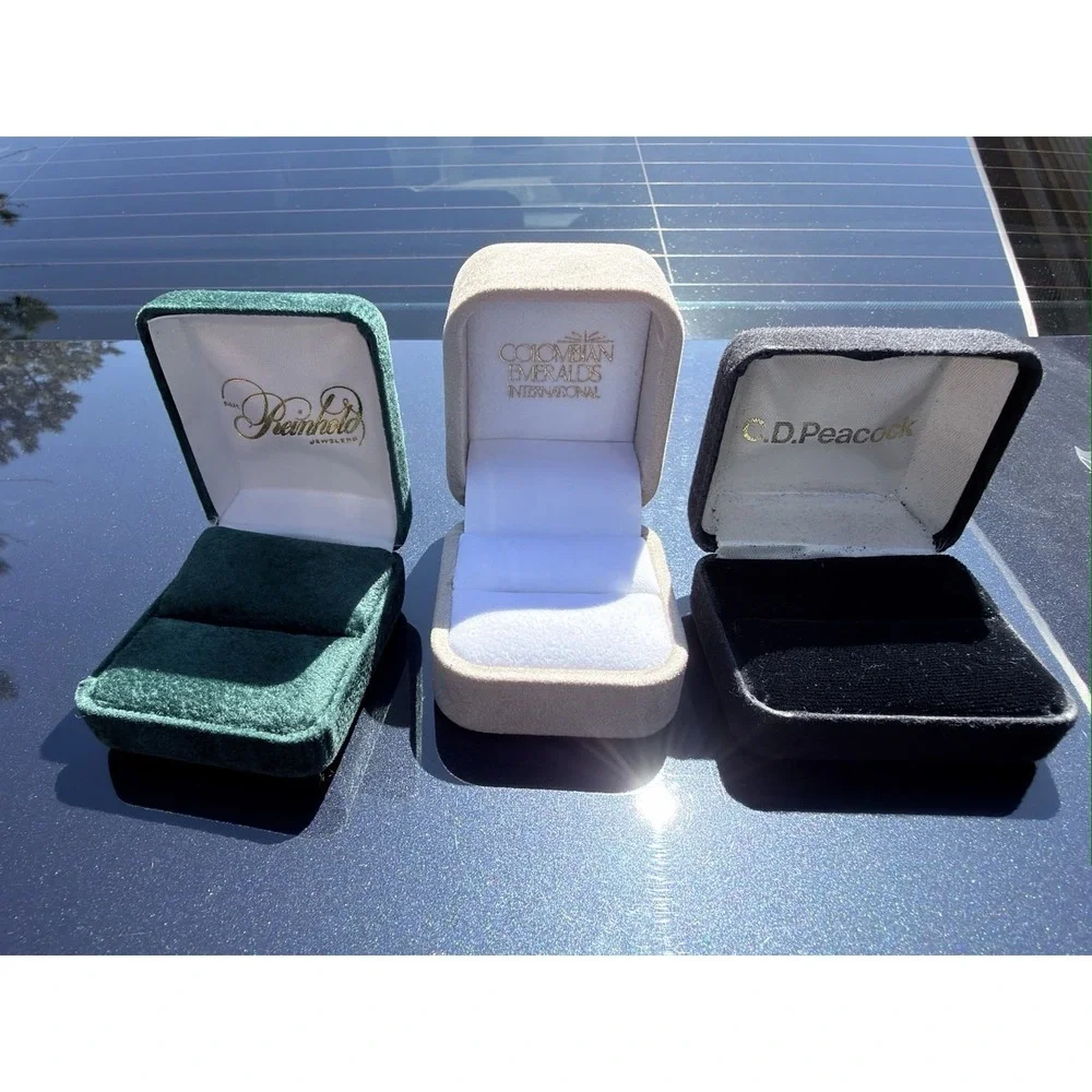 Vintage Jewelry Ring Boxes Lot of 3 Peinado C.D. Peacock Colombian Emeralds